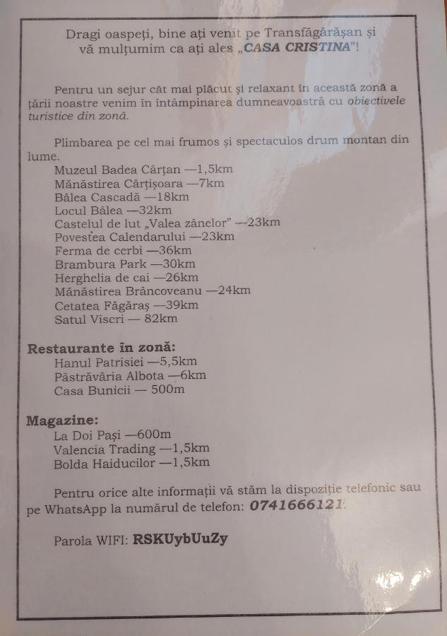 Casa Cristina Hotel Cîrţişoara Eksteriør billede